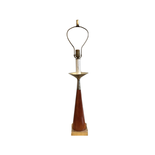 Tony Paulson Wood and Brass Table Lamp (Shade Not Included)