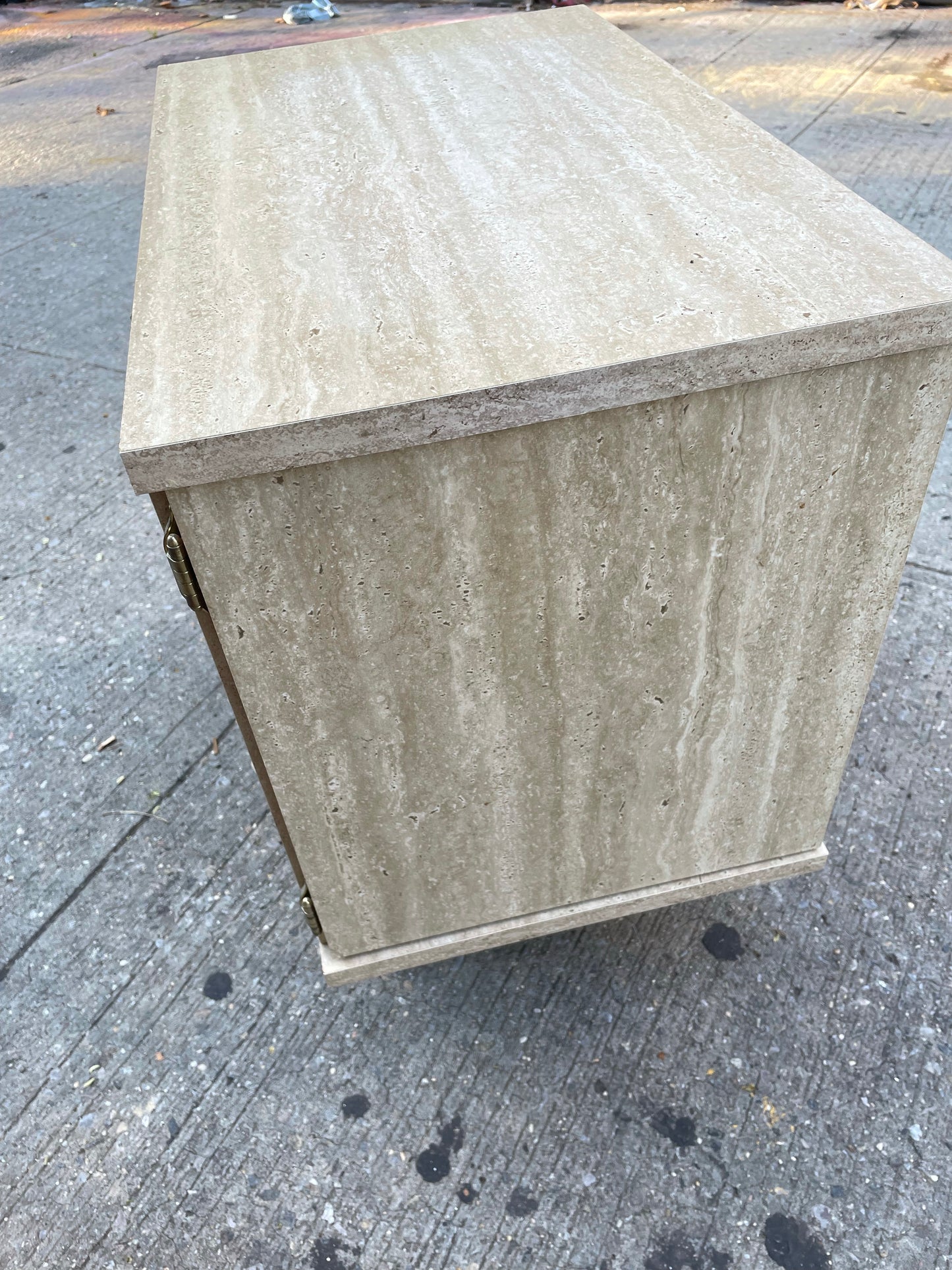 Postmodern Faux Travertine Laminate Swivel Media Stand