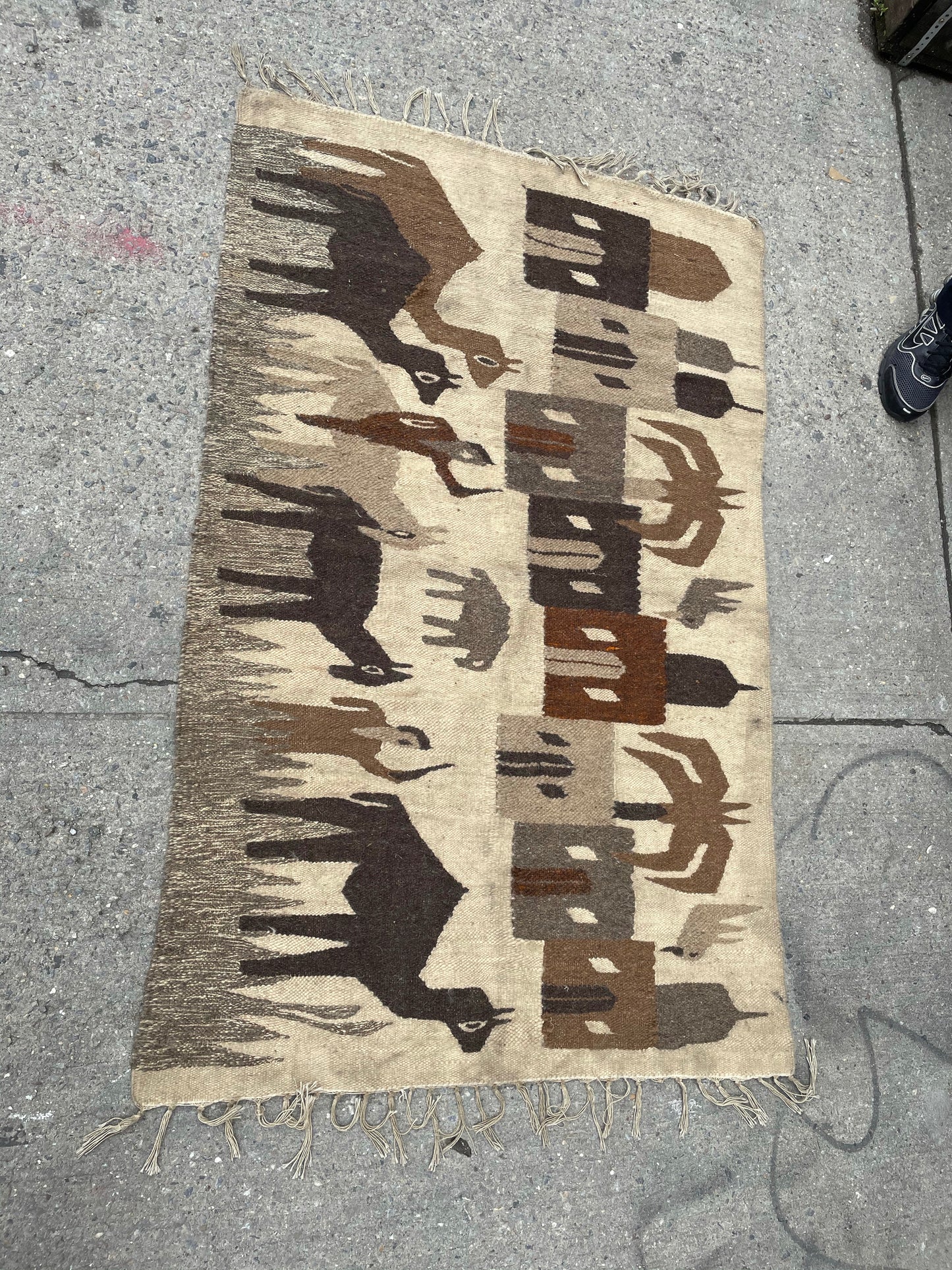 Kilim Camel Burnt Orange and Brown Rug 4x3’