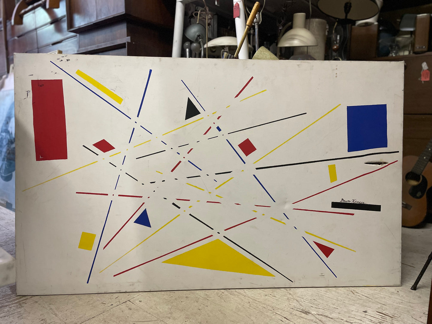 Original Suprematism Art on Canvas by Dawn Kenzer 3x5’ tall - As Is