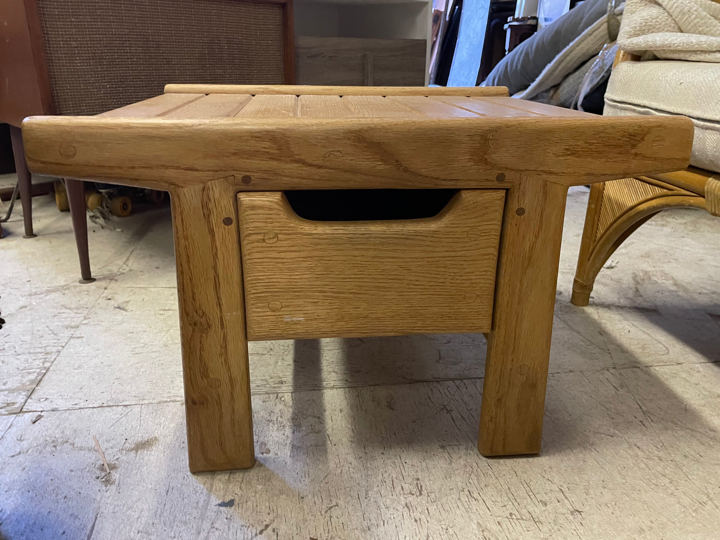 Solid Wood Mid Century Platform Style Side Table