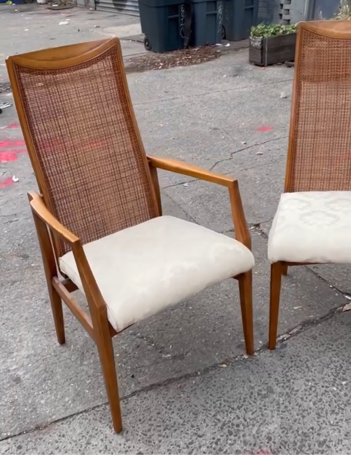 Pair of Cane Backed Drexel Heritage Mid Century Dining Chairs