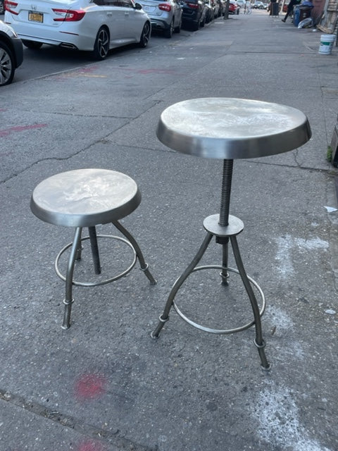 Pair of Adjustable Metal Industrial Studio Stools