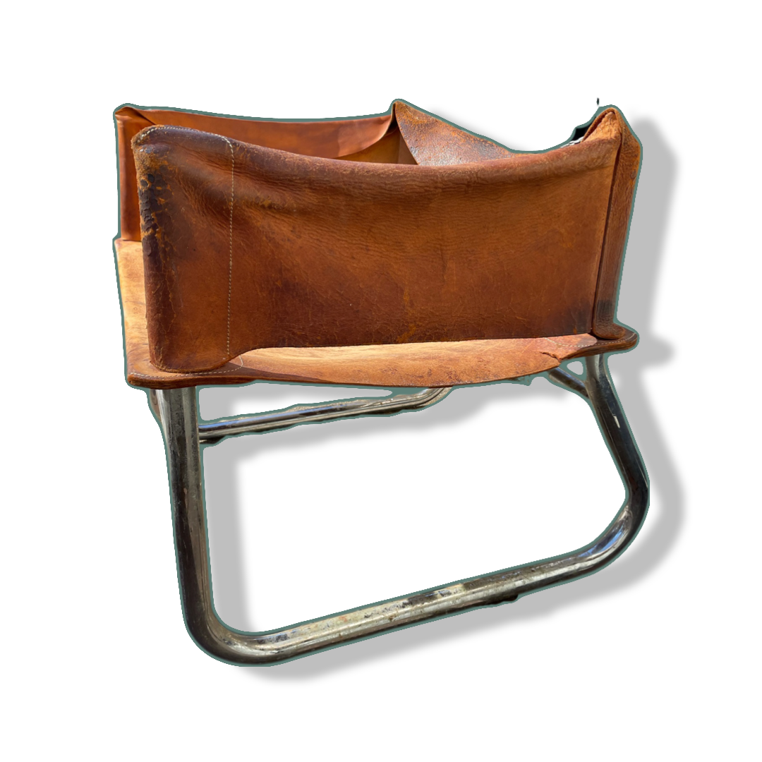 Rodney Kinsman Style Tubular Leather Sling Chair