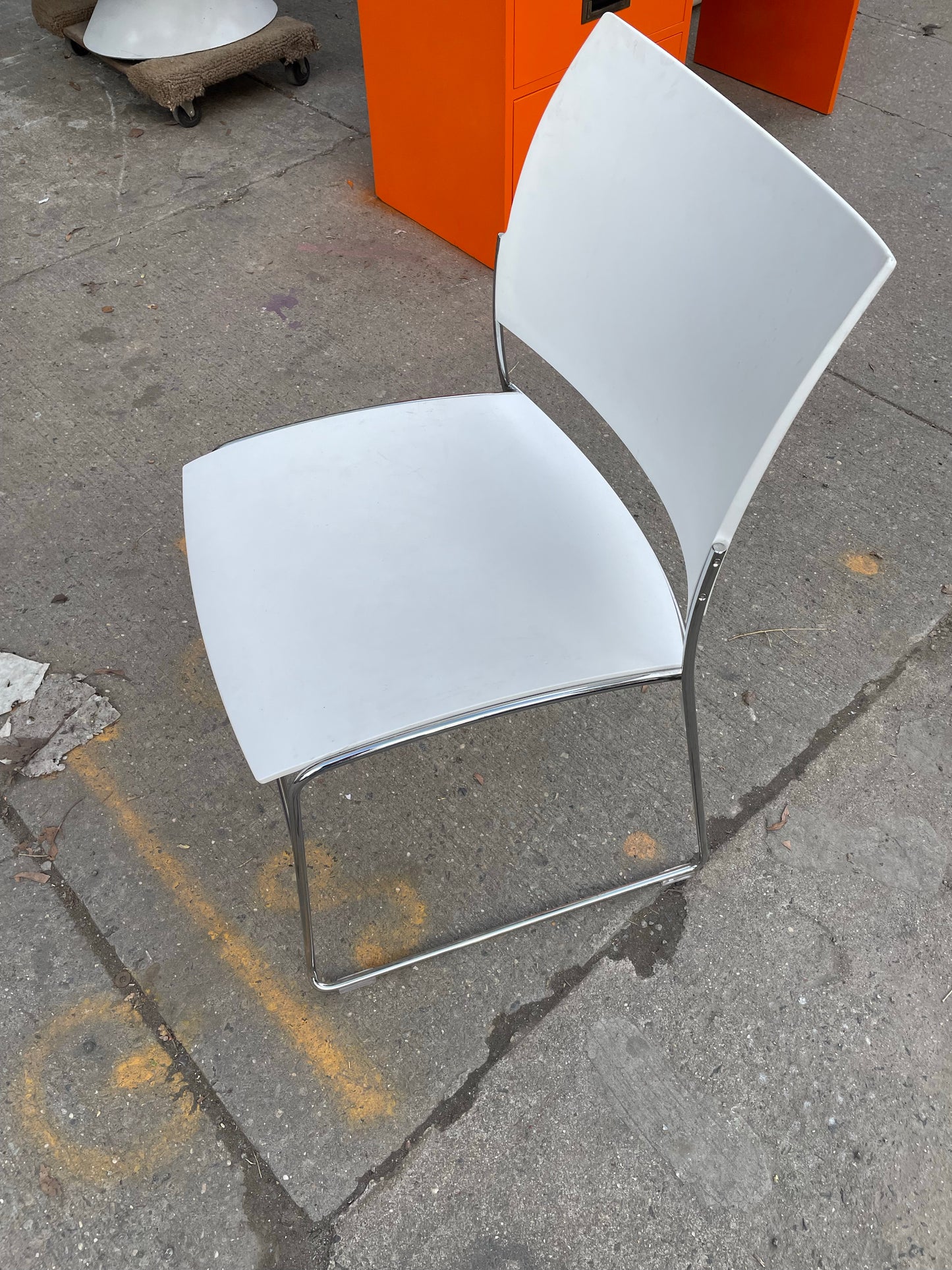 Poppins White and Chrome Single Desk Chair