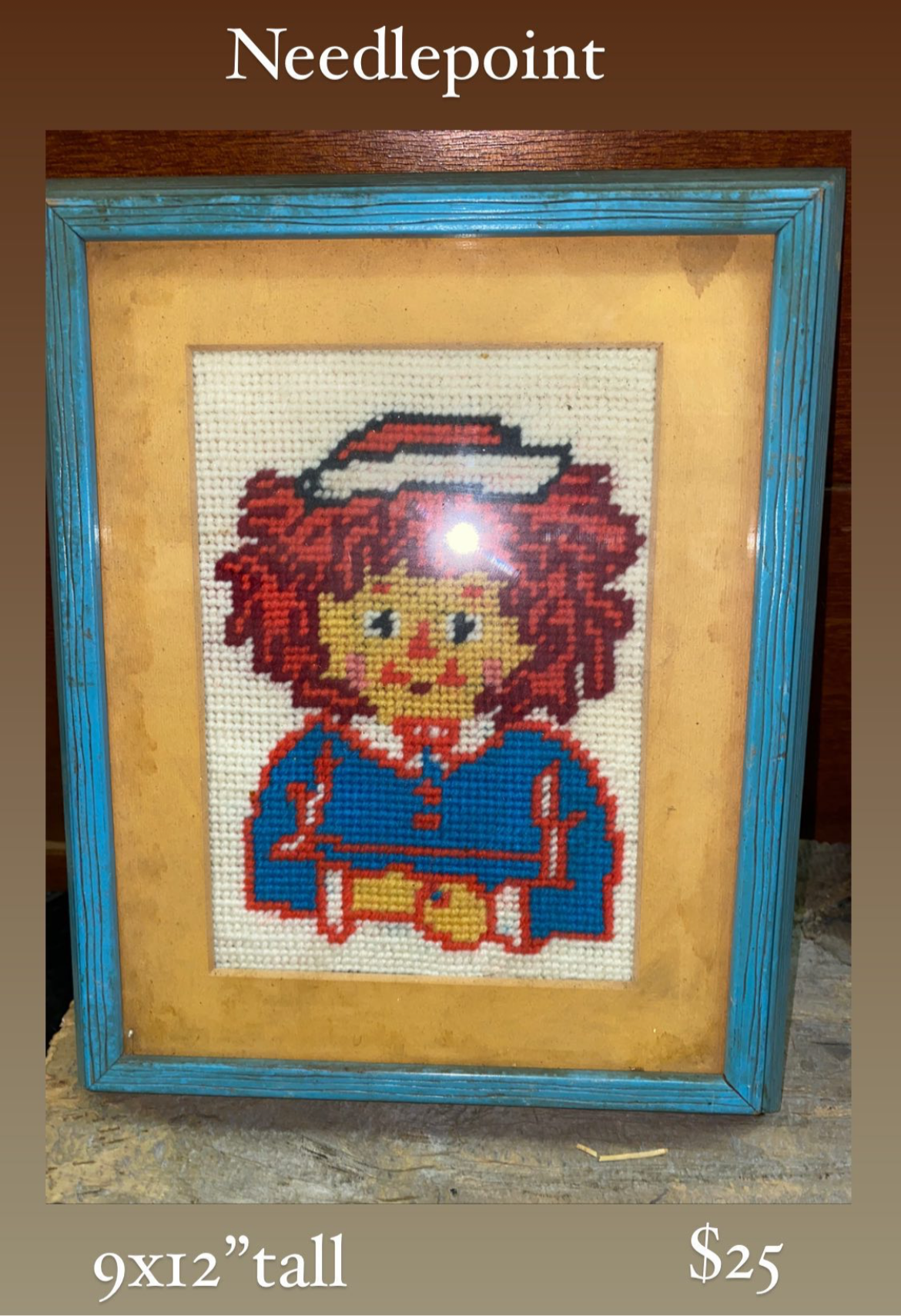 Framed Raggedy Ann Needle Point