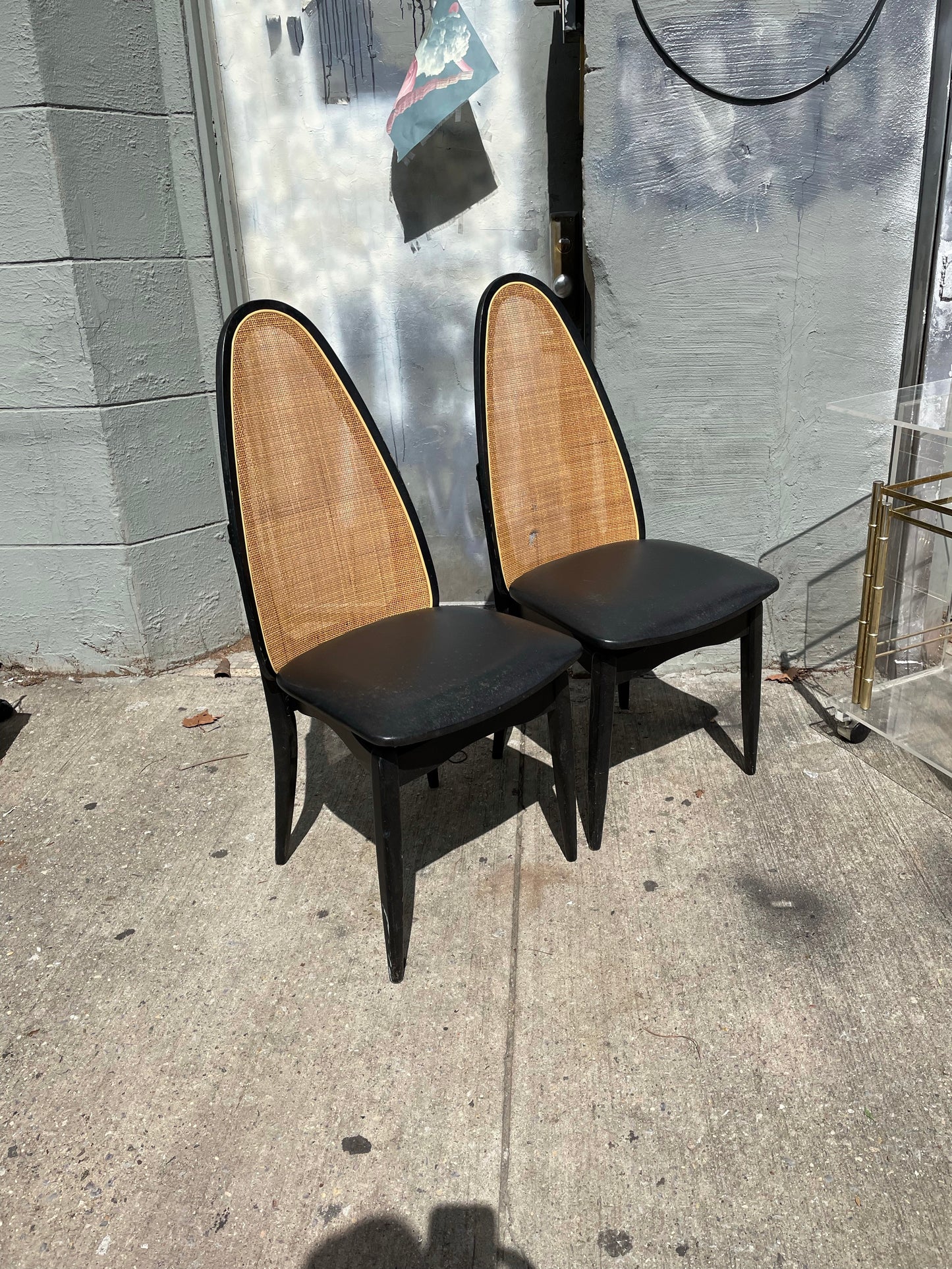 High-back Cane and Black Folding Stackmore Chairs