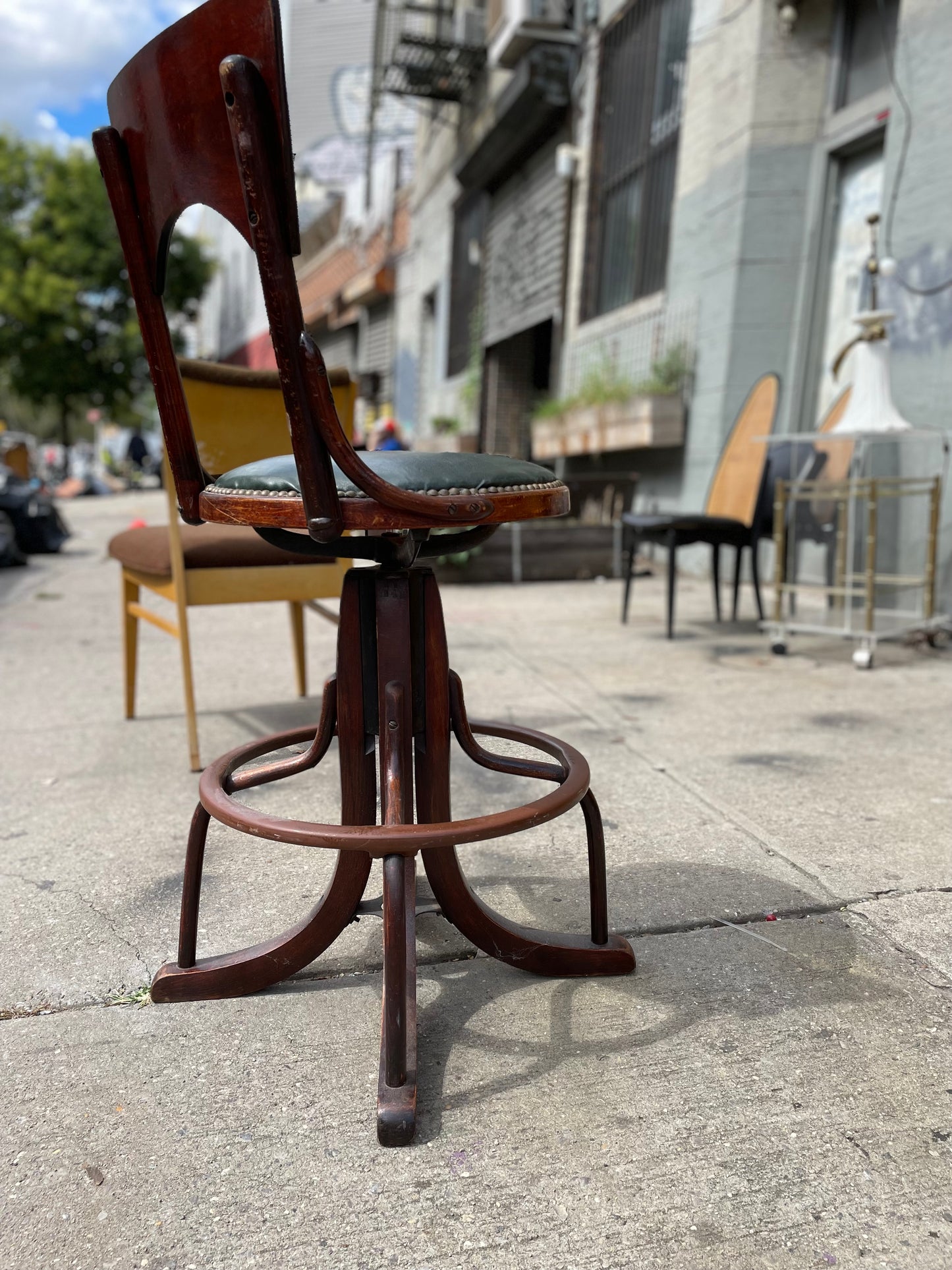 Antique Telephone Operator Adjustable Bar Height Stool