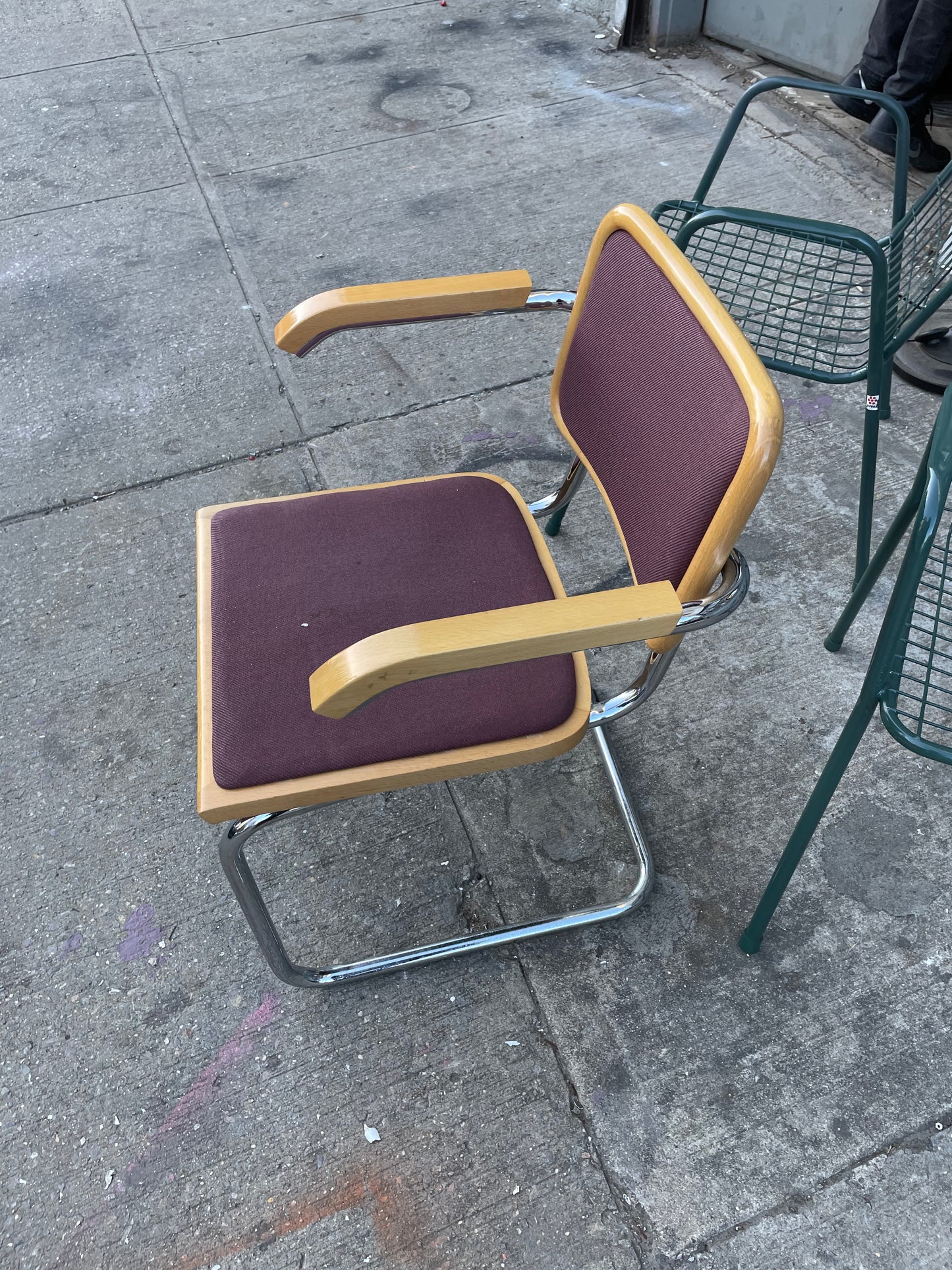 Purple and Blonde Wood Chrome Cesca Single Chair