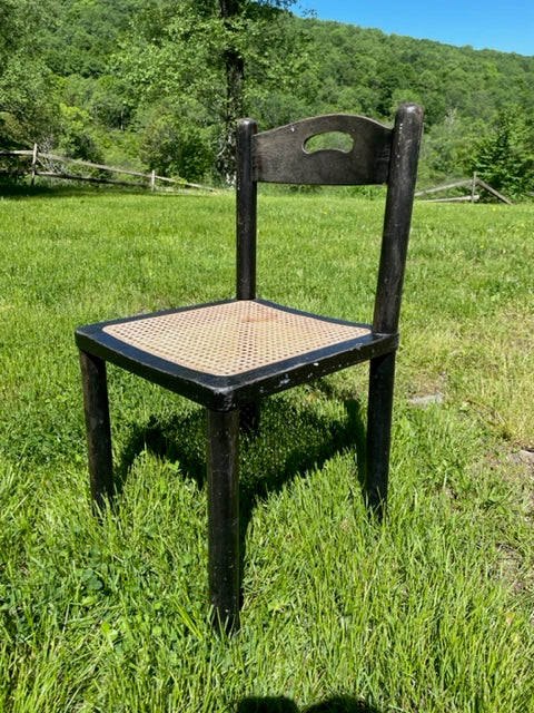 Cassina Style Antique Black and Cane Single Chair