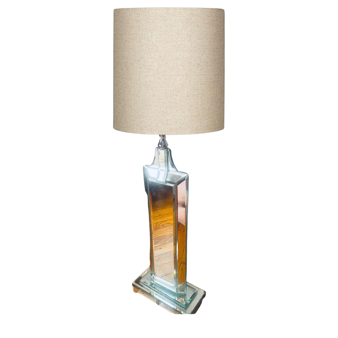 Large Beveled Mirror Table Lamp (Shade Not Included)