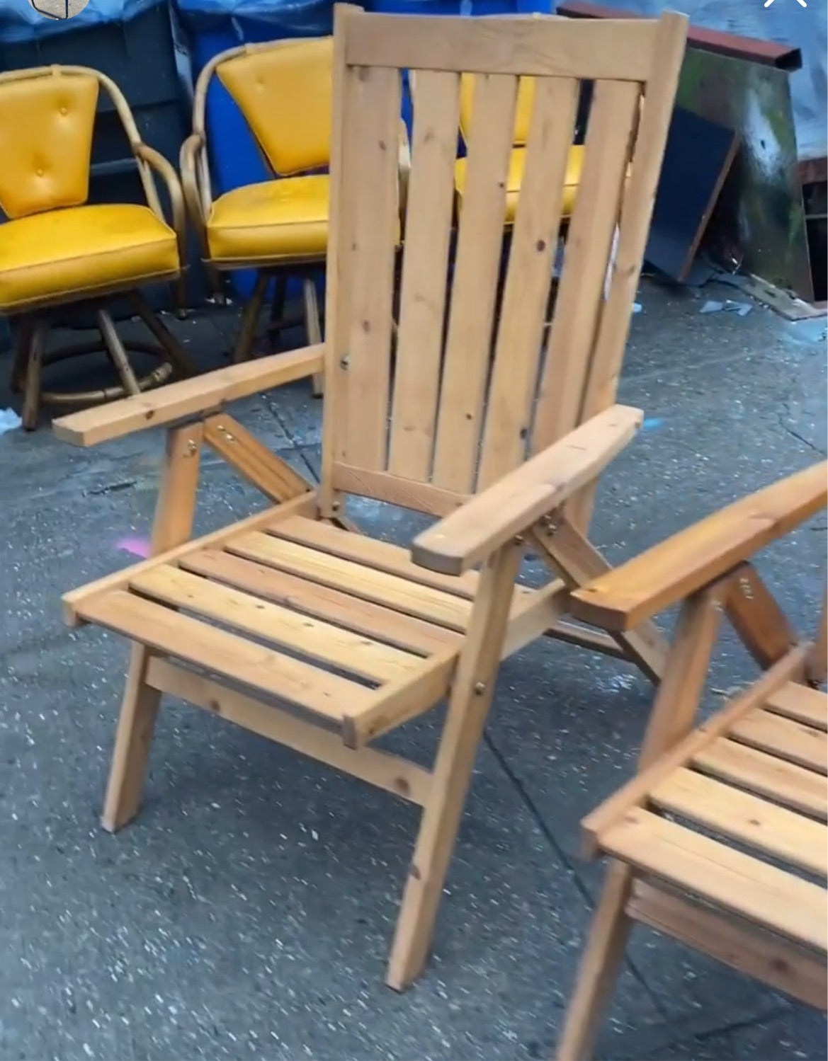 Pair of Vintage 1970s Outdoor IKEA Folding Adirondack Wood Chairs – Anthony