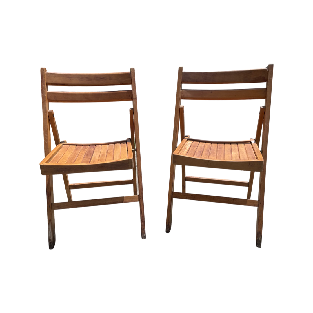 Medium Dark Wood Slatted Dining Chairs (Priced Individually)