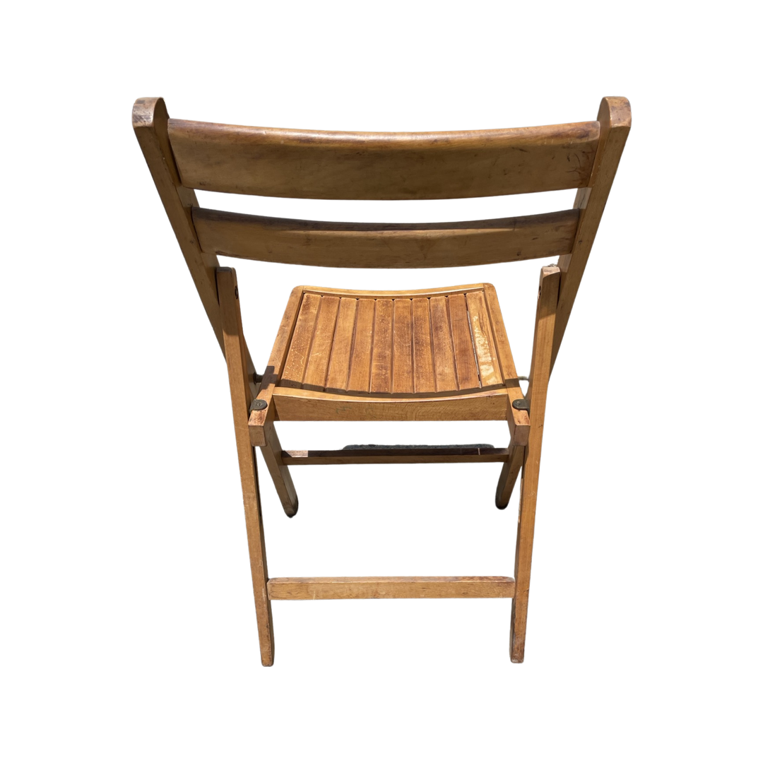 Medium Dark Wood Slatted Dining Chairs (Priced Individually)