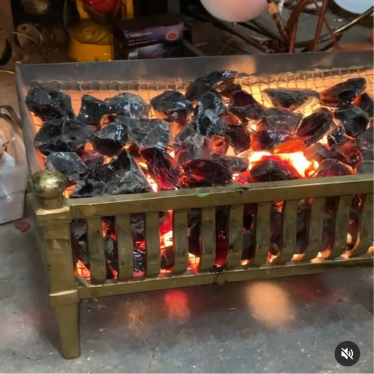 Antique Glass and Brass Faux Fireplace