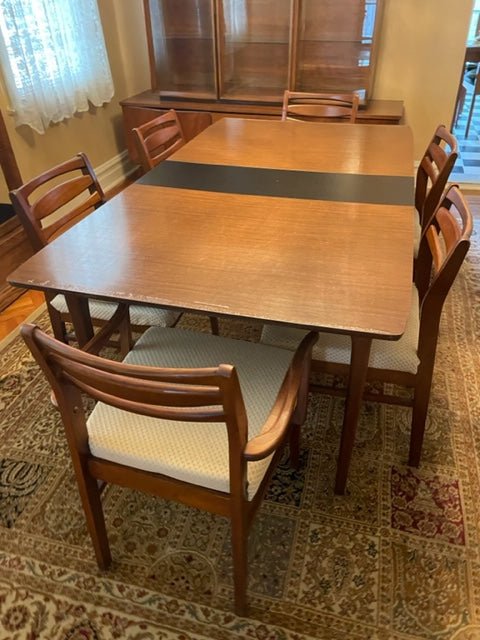 Rectangle Mid Century Modern Dining Table and Cat Eye Mid-Century Modern Dining Chairs (6 Chairs Available Table and Chairs Sold Separately)