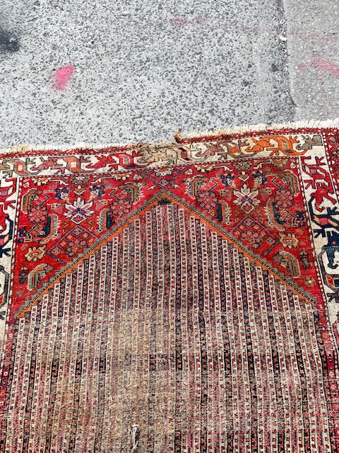 Antique Red and Orange Handmade Wool Rug 4x6’