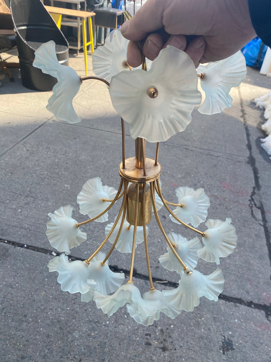 Rare Art Deco Glass Flower Chandelier