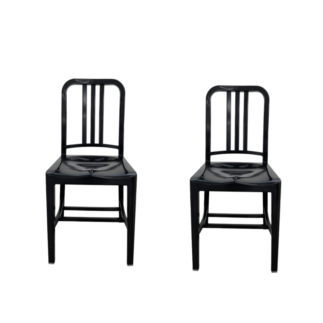 Black & Silver Emeco Navy Chairs Signed (Pair Available Priced Individually)