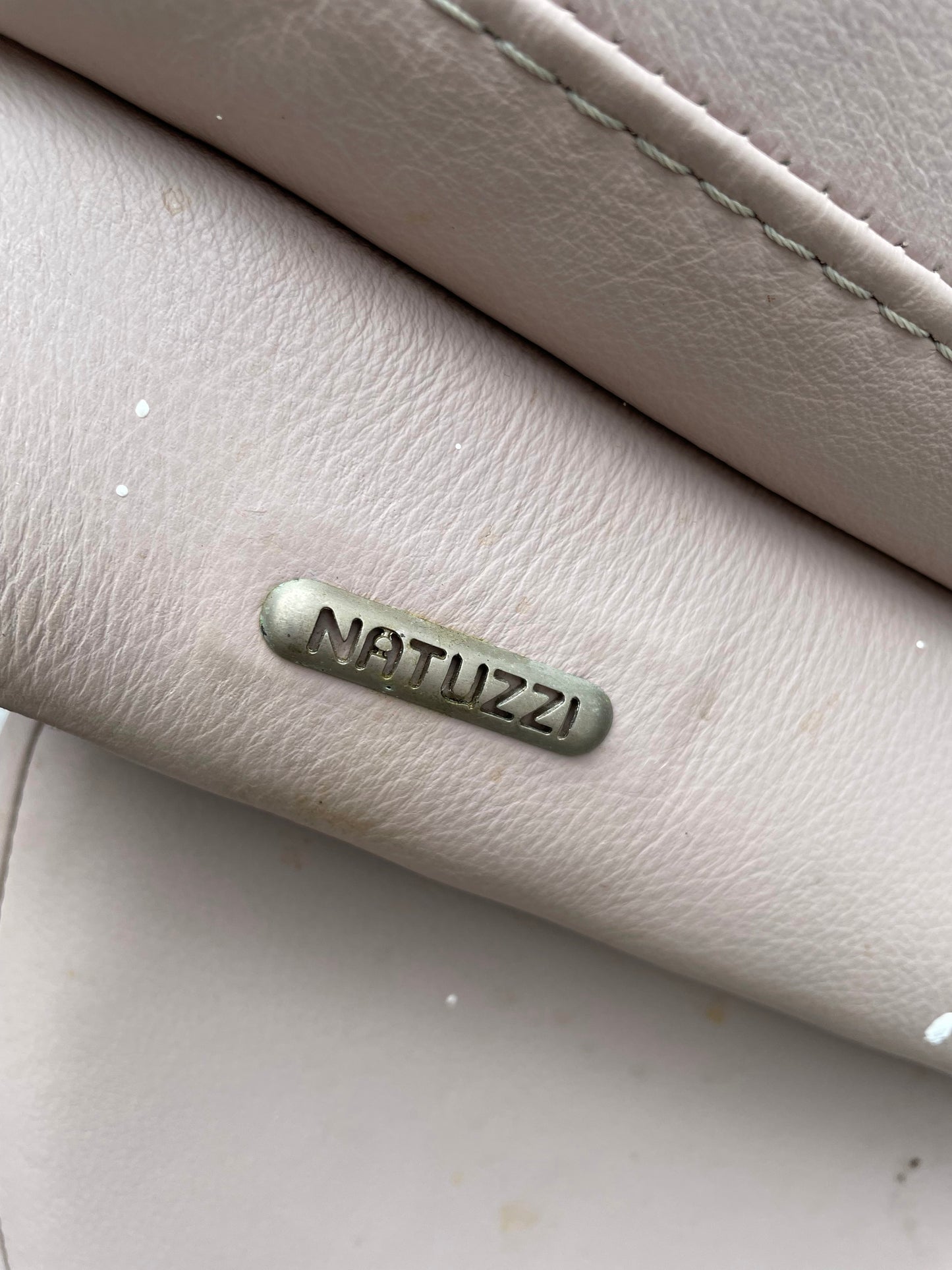 Pink Leather Italian Love Seat By Natuzzi
