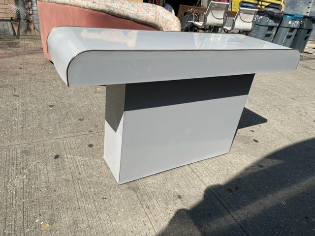 Postmodernist Grey Laminate Console Table with Gold Trim