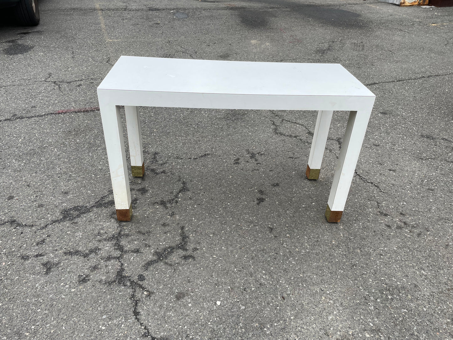 White and Brass Laminate Console Table