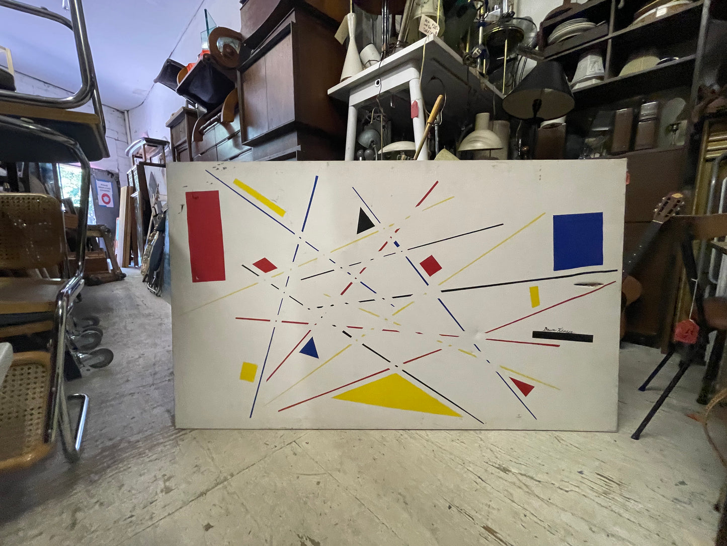 Original Suprematism Art on Canvas by Dawn Kenzer 3x5’ tall - As Is