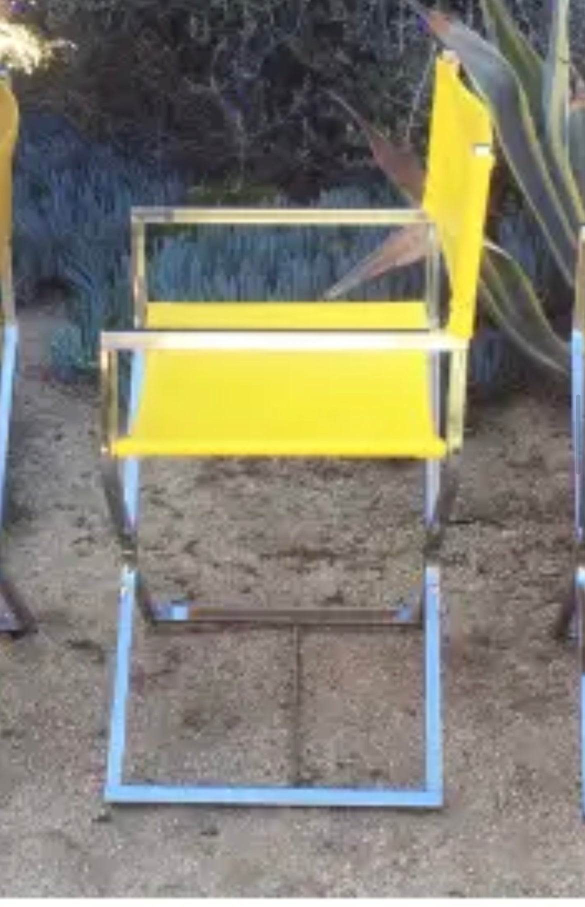 Yellow and Chrome Directors Chair