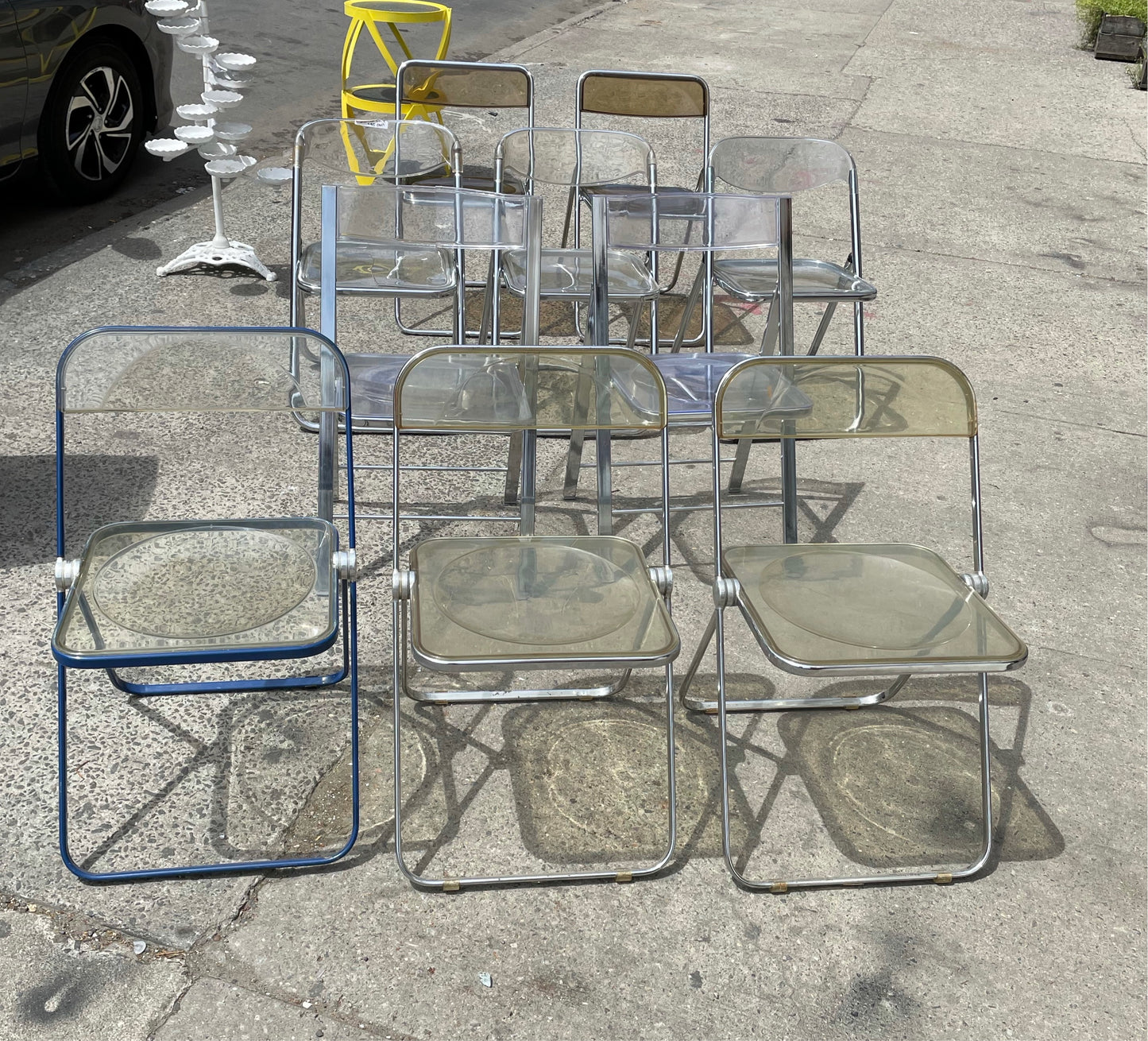 Pair of Smoked Lucite Folding Chairs